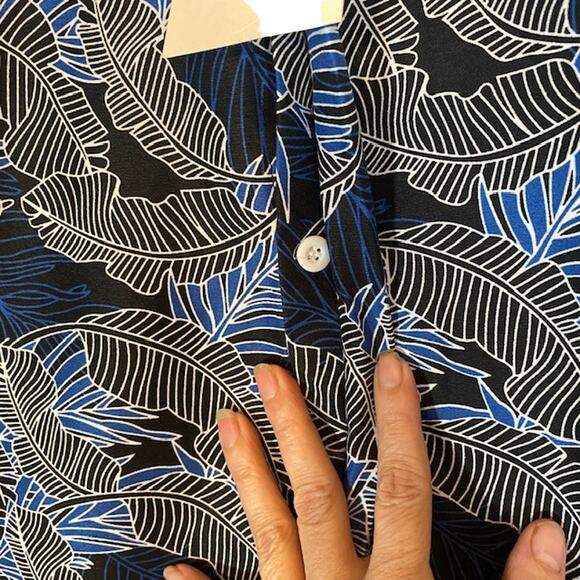 Cellabie Navy Blue Floral Cotton Blend Short Sleeve Button Front Shirt Men Sz XL - Picture 5 of 10